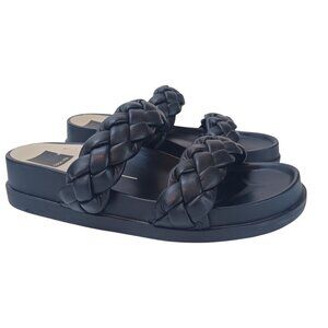 Dolce Vita Signe Sandals Two Band Braid Style Black Slip On Wedge Womens 6.5